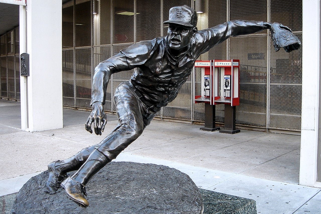 A statue of National Baseball Hall of Fame member Bob Gibson stands outside  of the St. Louis Cardinals team store at Busch Stadium in St. Louis on  October 19, 2013. Business has